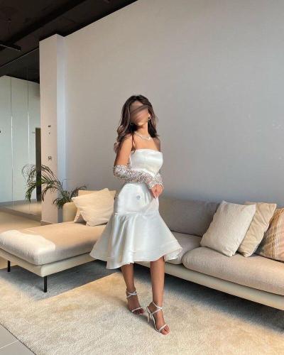 فستان ناعم ميدي باللون السكري وترتر الاكمام مميزة...