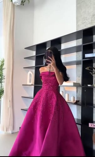 فستان موف خامة تل مطرز