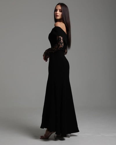 فستان سهرة اسود خامة باربي راقي