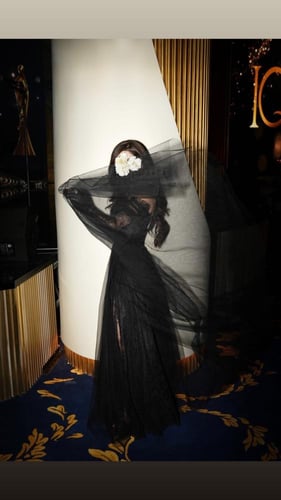 فستان سهرة اسود دانتيل انيق