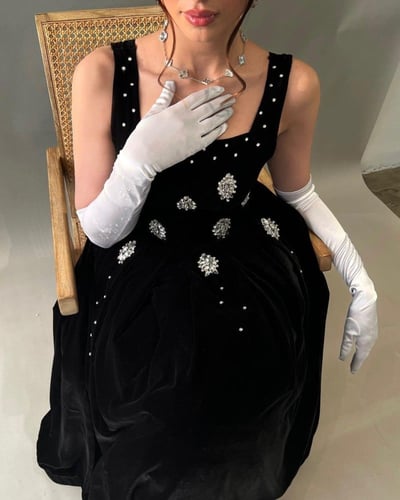 فستان اسود خامه مخمل جوخ