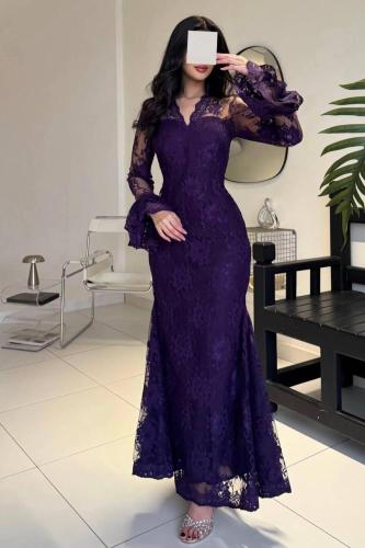 فستان دانتيل موف فخم