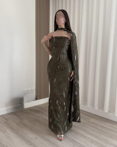 فستان اجوان الزيتي