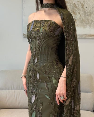 فستان اجوان الزيتي