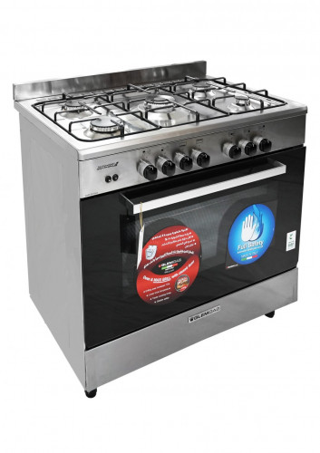 فرن جليم غاز 60*90، 5 شعلات، أمان تام ـ أستيل