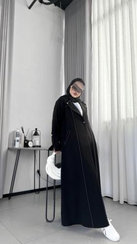 عبايه بليزر بتطريز ابيض