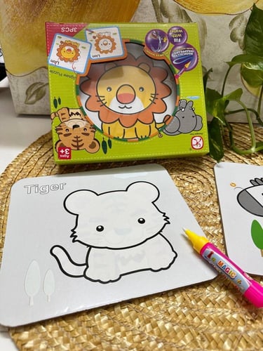 بطاقة البازل والتلوين المائي (حيوانات)