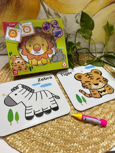 بطاقة البازل والتلوين المائي (حيوانات)