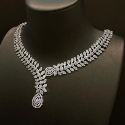 لازوردي - طقم دقة الماس فضي