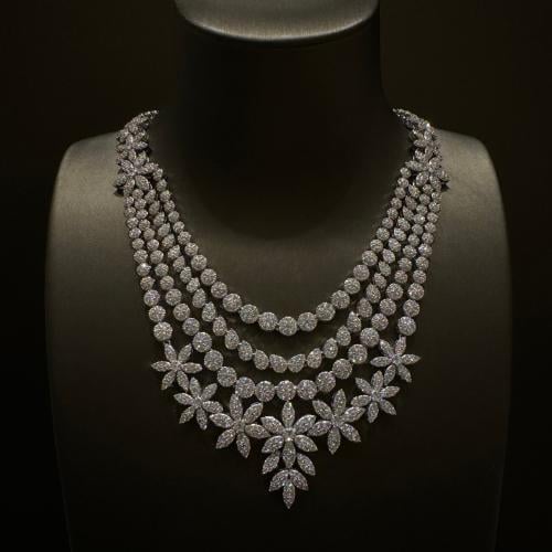 زهر - طقم دقة الماس فضي