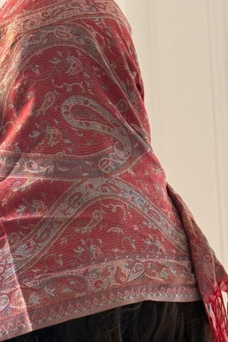 شال كشميري - أحمر