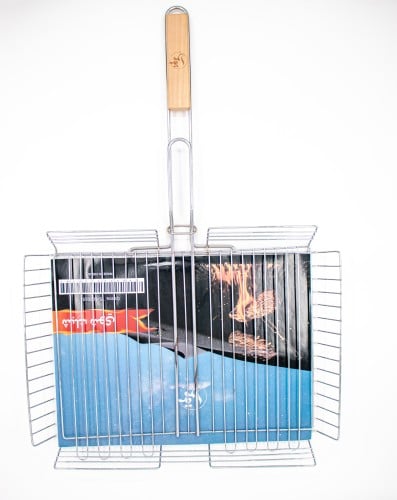 شبك شواء قمرا كبير عميق مقبض خشب – مثالي للكميات ا...