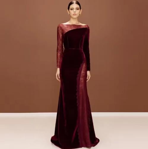 فستان سهره عنابي A4