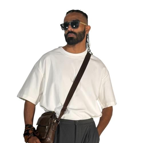 تيشرت أبيض"أوفر سايز"