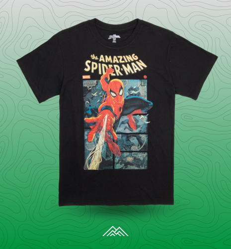 تيشيرت سبايدرمانبتصميم التأرجح بين لوحات الكوميكس