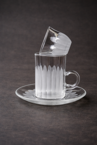 طقم بيالات شاي وقهوة + اكواب كبتشينو ل٦ اشخاص