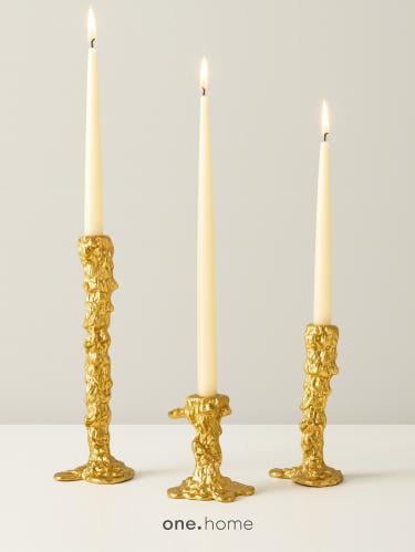 طقم حامل شموع ذهبي ٣ قطع