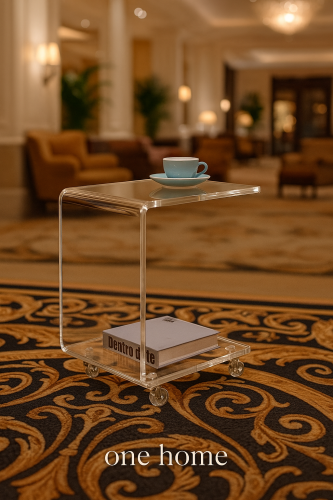 طاولة اكريليك السميك مع كفرات صغيره