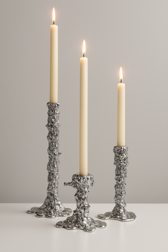 طقم حامل شموع فضي 3 قطع