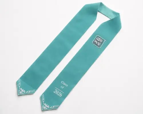 A graduation shawl printed with the name