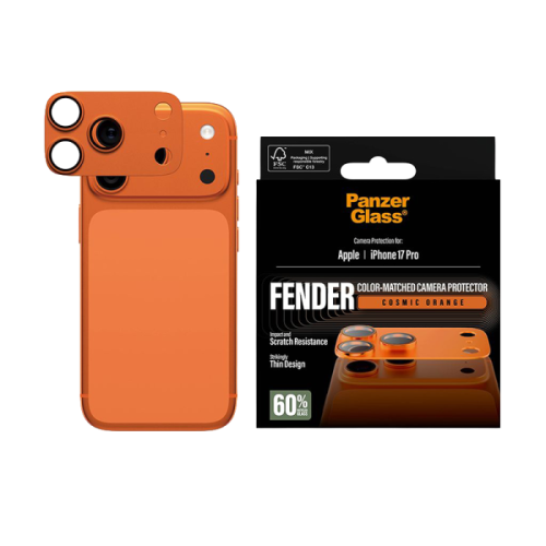 حماية كاميرا بانزر جلاس Fender كاملة ايفون 17 برو - برتقالي