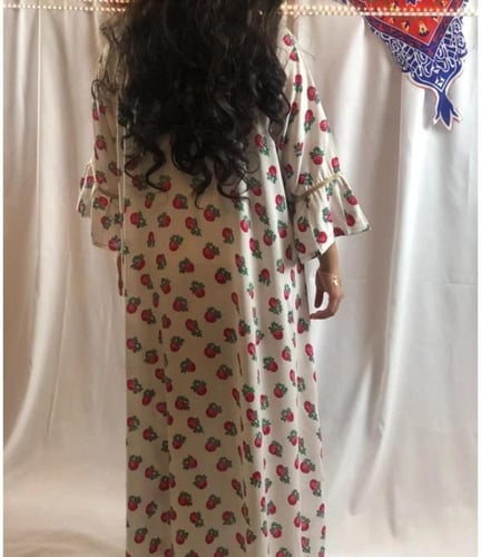 جلابية رمضان شالكي لون أبيض ميدي