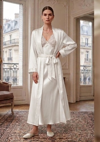 Flora Lastralioli - Satin Nightgown & Robe