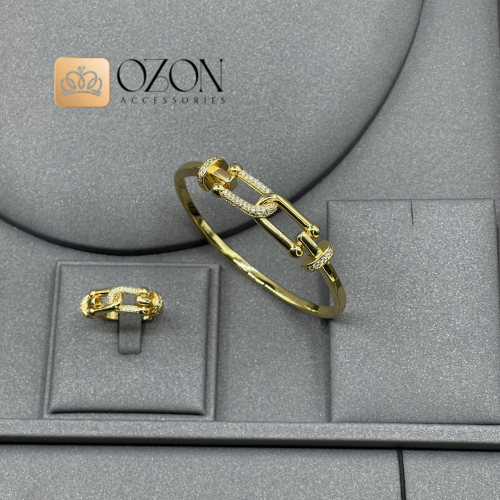 سوارة زركون مع خاتم نسائي