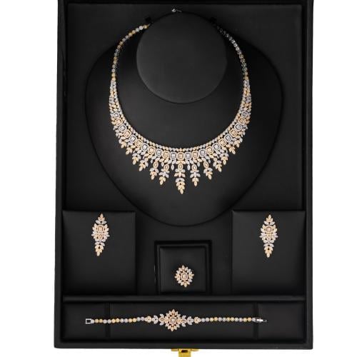 طقم زركون فضي