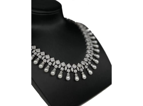 طقم زركون فضي من ozon