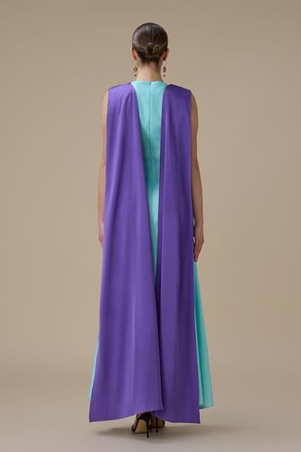 فستان تيفاني ماكسي بطبعة زهرية بوشاح