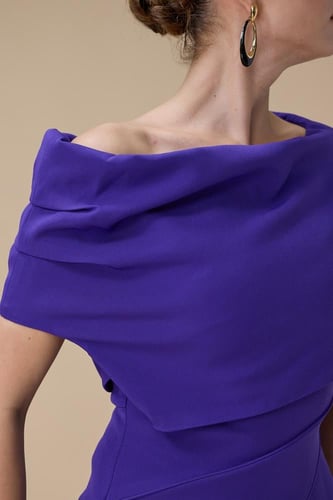 فستان بنفسجي طويل اوف شولدر