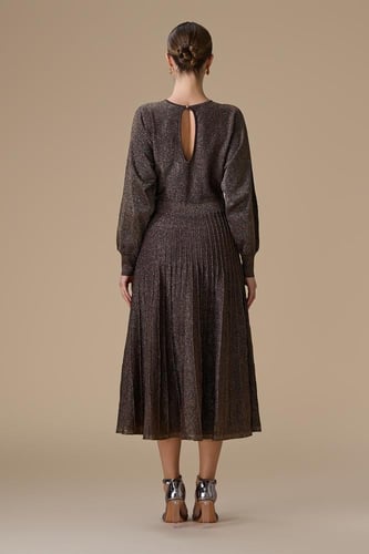 فستان بني ميدي بليسيه لامع