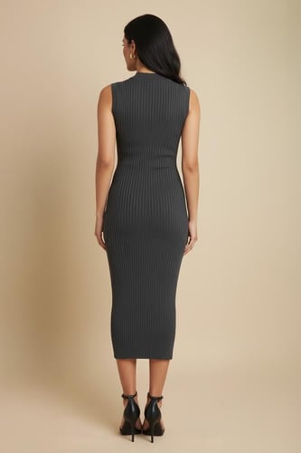 فستان رصاصي ميدي ناعم