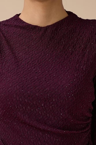 فستان ماكسي عنابي بدرابيه