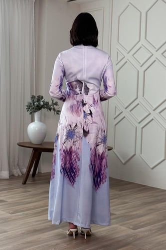 فستان موف ماكسي ضيق باكمام