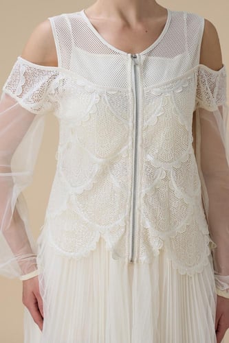 فستان شيفون اوف وايت بليسيه