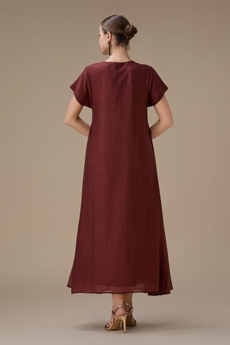 جلابية ماكسي طوبي بتطريز ناعم