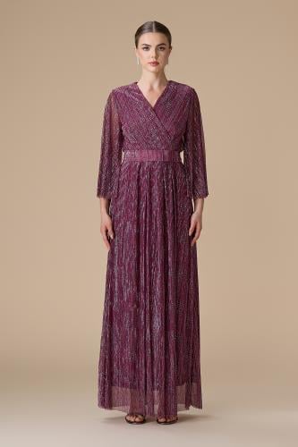 فستان بنفسجي طويل شيفون