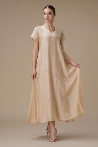 جلابية ماكسي بيج بتطريز ناعم