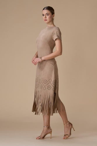 فستان بني ميدي شامواه