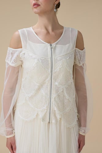 فستان شيفون اوف وايت بليسيه