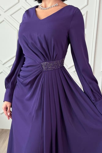 فستان ماكسي درابيه بطرف جانبي