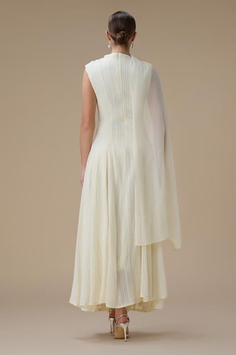 فستان ميدي سكري بوشاح كتف