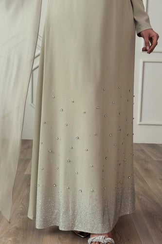 فستان ماكسي درابية بقطعة من الشيفون لون تيفاني