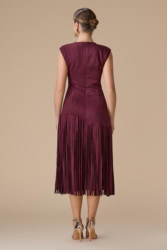 فستان برغندي ميدي شامواه