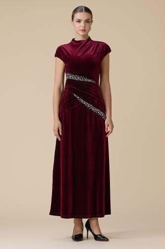 فستان برغندي ماكسي مخمل