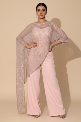 جمبسوت وردي بكاب شبكي مطرز