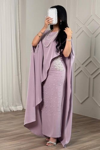 فستان كيب قطعتين لون بنفسجي فاتح