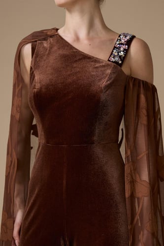 جمبسوت بني مخمل بكاب مطرز